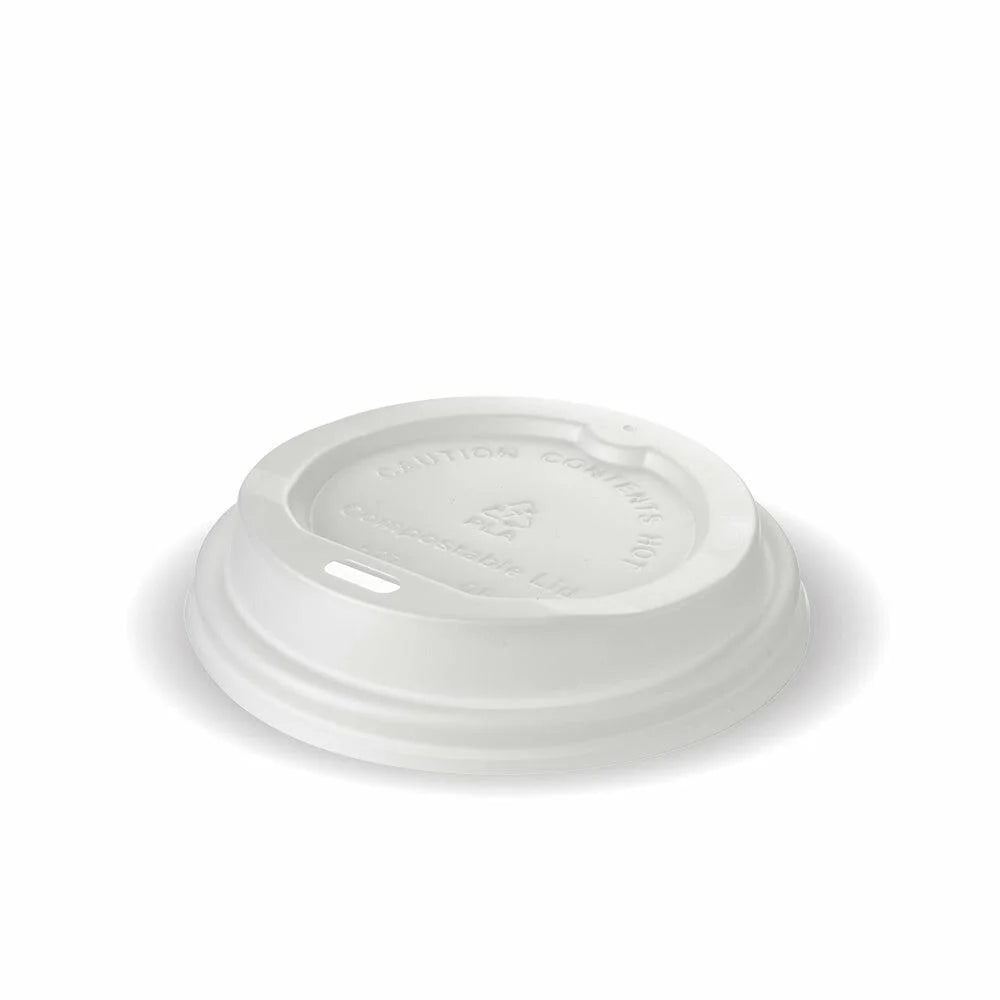 White Bioplastic Coffee Cup Lids 6/8oz