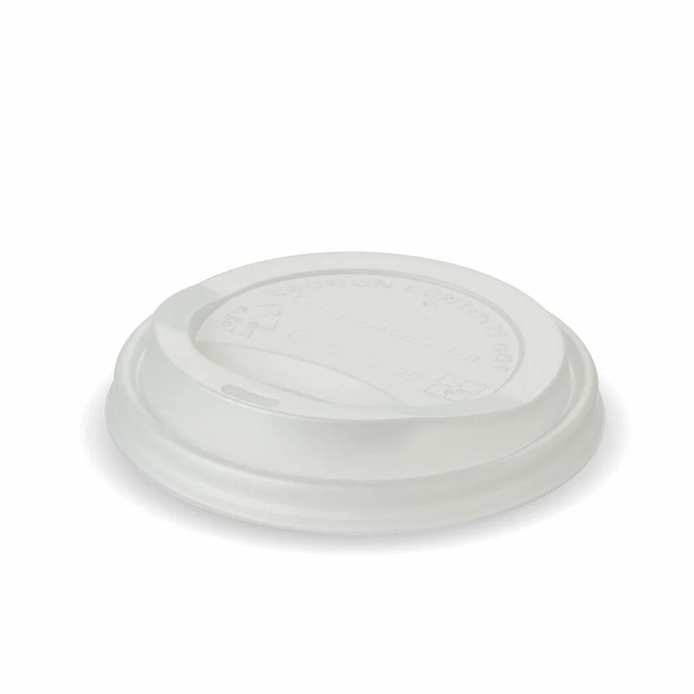 White Bioplastic Coffee Cup Lids 10/12/16oz