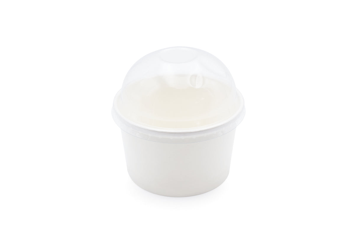Domed PET Ice Cream Tub Lids with Hole