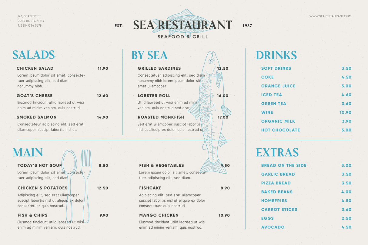 DL 6 page Double Sided Menus - 250gsm Silk (Matt or Gloss Laminate)
